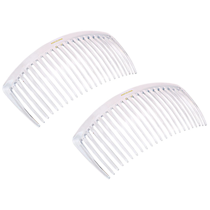 Parcelona French Glossy 23 Teeth Large 4 14 Celluloid Acetate Set of 2 No Slip Grip Side Hair Combs for Women Made in Fr