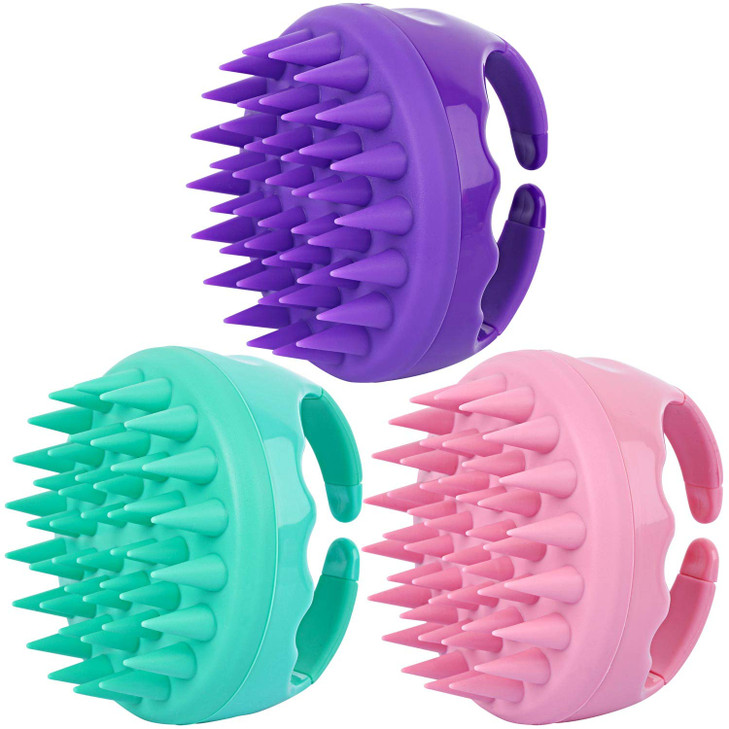 3 Pcs Silicone Scalp Massager Shampoo Brush Handheld Scalp Scrubber Cleansing Brush for Shower