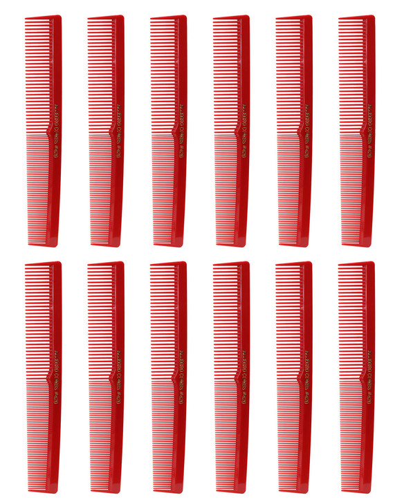 Allegro Combs 420 Nitrile Rubber Hair Combs Set 12 Pk Red Professional Grade Disinfectable Traditional Barber Comb Size