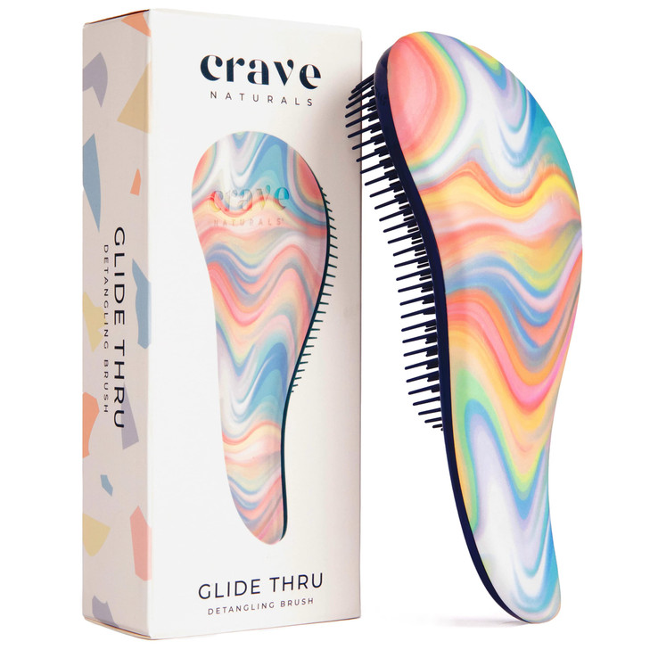 Crave Naturals Glide Thru Hair Brush Detangler Brush for Curly Straight Wet or Dry Hair Gentle Detangling Brushes for Ad
