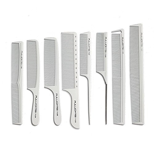 White salon professional barber carbon comb heatresistant antistatic hair comb set of 8 hairdressers preferred