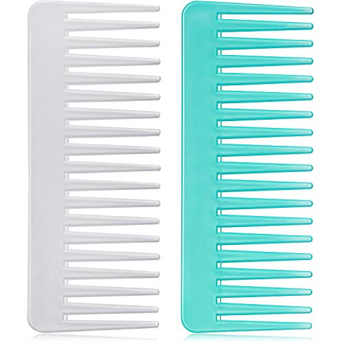 Patelai Wide Tooth Comb Large Hair Detangling Comb for Curly Wet Dry Hair No Handle Detangler AccessoriesWhite Cyan