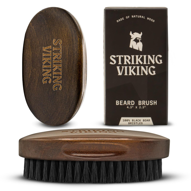 Striking Viking Beard Brush for Men 43 in Beech Wood Handle Brown Boar Bristle Beard Brush Grooming Comb Travel Size Poc