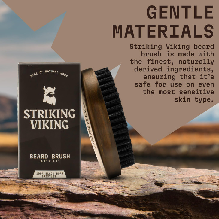 Striking Viking Beard Brush for Men 43 in Beech Wood Handle Brown Boar Bristle Beard Brush Grooming Comb Travel Size Poc