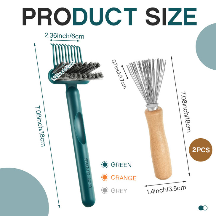 Suclain 5 Pcs Hairbrush Cleaner Tool Comb Set Mini Hairbrush Dirt Remover with Metal Wire Rake 2 in 1 Comb Cleaner for R