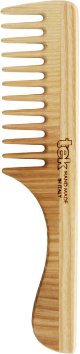 TEK Wooden Hair Comb with Wide Tooth and Natural Ash Wood Handle Ideal for Gently Detangling Normal Wavy or Curly Hair W