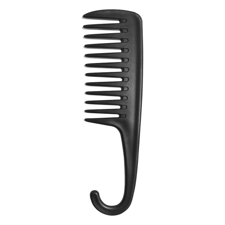 Wapodeai Wide Tooth Comb Shower Comb With Hook Good for Curly Hair Wet Dry Premium Tangle Free Combs Black