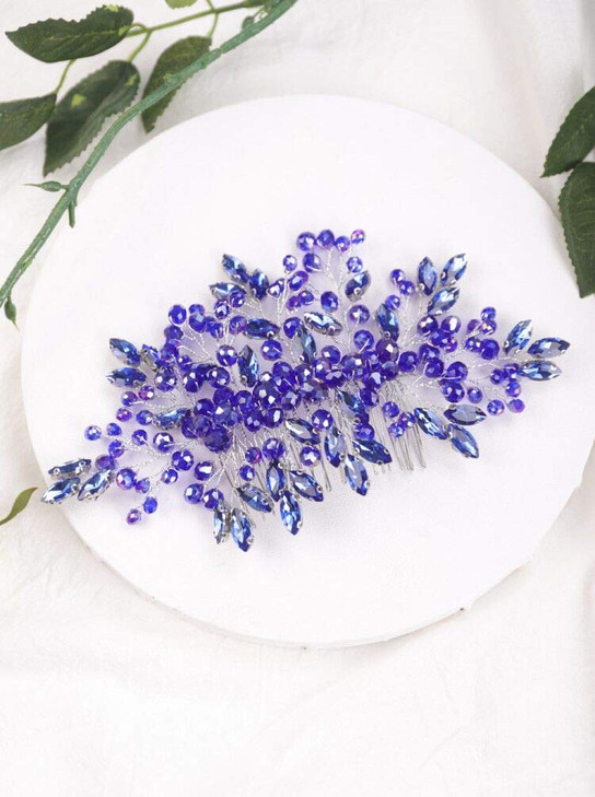 Kercisbeauty Crystal Hair Comb for Women Wedding Hair Jewelry Bridal Boho Headpiece Prom Jewelry Blue