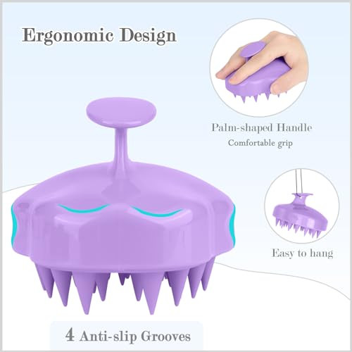 FREATECH Hair Scalp Massager Shampoo Brush with Soft Silicone Bristles for Scalp Care and Hair Growth Shower Head Scalp