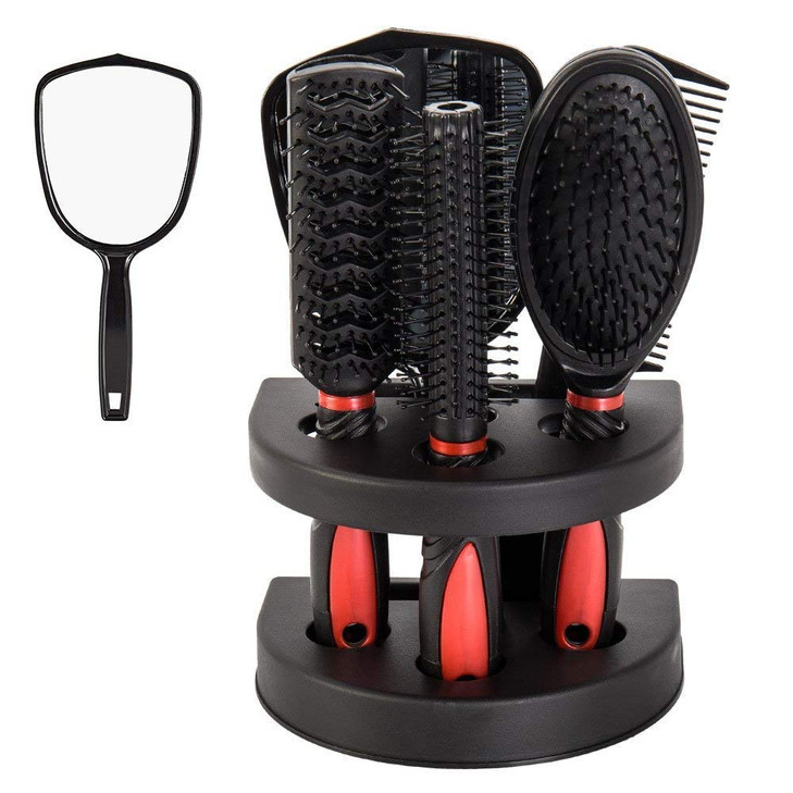 Healthcom Set of 5 Hair Combs Set Professional Salon Hair Cutting Brushes Sets Salon Hairdressing Styling Tool Mirror An