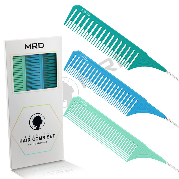 3 Sizes Premium Highlighting Comb Set Professional Weaving Styling With Rat Tail Comb Nylon Teasing Heat Resistant For H
