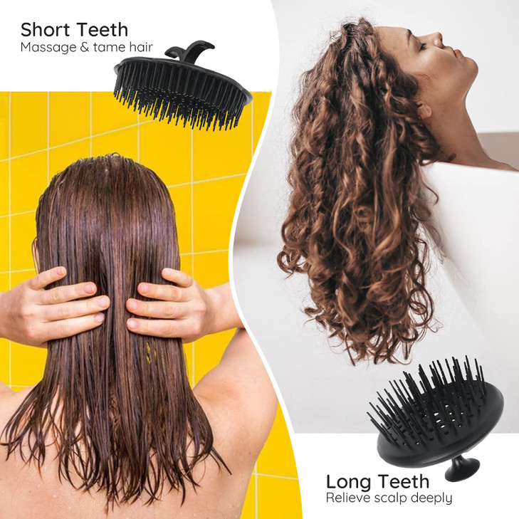 Segbeauty Shampoo Brush 2 pcs Scalp Massage Floriated Shower Comb Long Short Teeth Set for Curly Hair Scalp Massage Brus