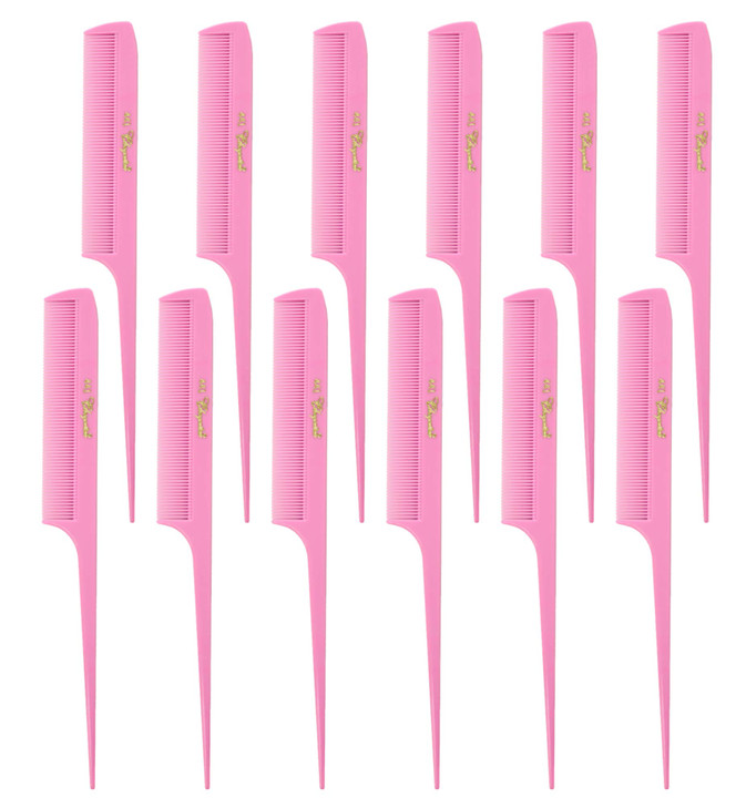 Krest Cleopatra 812 inch Rattail Combs Extra Fine ToothRat Tail Comb Model 441 Color Fresh Pink 1 Dozen