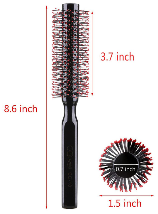 PERFEHAIR Small Round Hair Brush for Blow Drying with Soft Nylon BristlesWooden Handle 15 inch