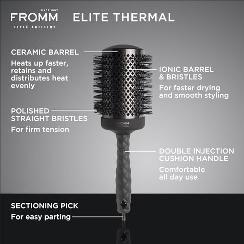 Fromm Elite Thermal Ceramic x Ionic 25 Round Brush for Expert Blowouts and Faster Hair Drying Roller Hairbrush for Antis