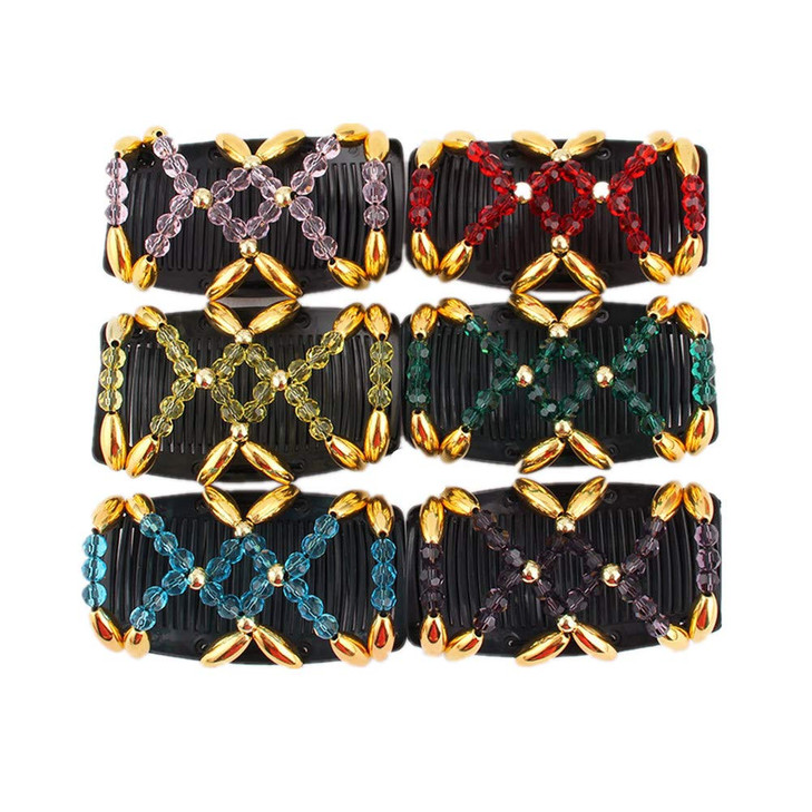 LOVEF 5 Pcs Stretch Combs Magic Hair Clips Stretchy Easy Fancy Magic Double Comb Perfect French Twist Holder Gift for Mo