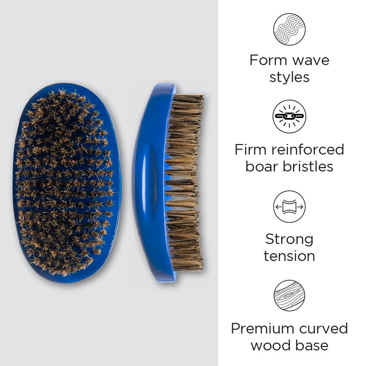 Diane Prestige Reinforced Boar Hard Bristle Curved Military Wave Brush D1742