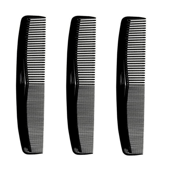 Comfort Axis CoarseFine Hair Comb Set 8 Inches 3 Pack Black