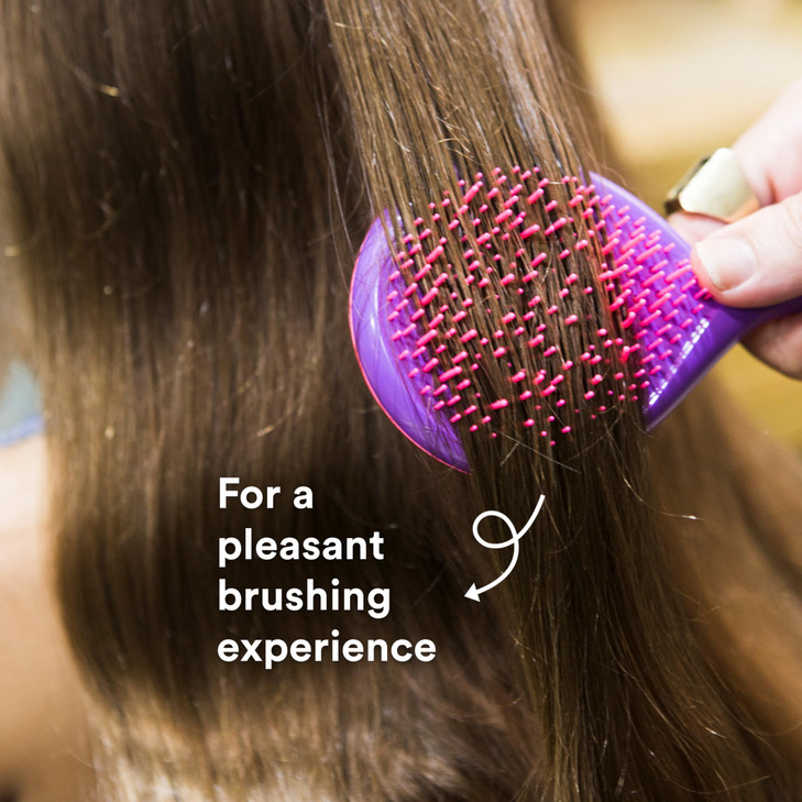 Michel Mercier The Girlie Detangle Brush Painless Detangling Brush Easy Grip Hair Brush Design Thick and Curly Hair Pink
