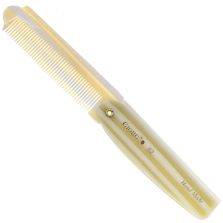 Giorgio G82 IVY 4 Inch Handmade Folding Pocket Comb for Men Fine Tooth Hair Comb Straightener for Everyday Grooming Styl