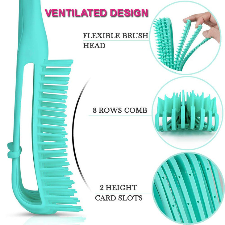 5 Pcs Detangling Hair Brush Set Ez Detangler Brush With Edge Brush Rat Tail Combs for Black Natural Hair Styling and Cut