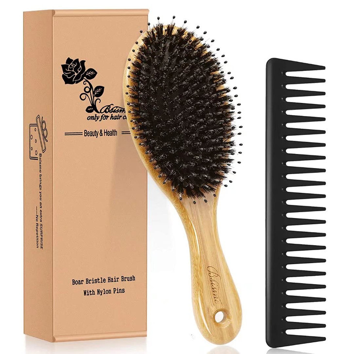 Hair Brush Comb Set Boar Bristle Hairbrush for Curly Thick Long Fine Dry Wet HairBest Travel Bamboo Paddle Detangler Det