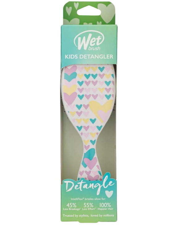 Wet Brush Kids Detangler Hair Brushes Midi Hearts Detangling Brush with UltraSoft IntelliFlex Bristles Glide Through Tan