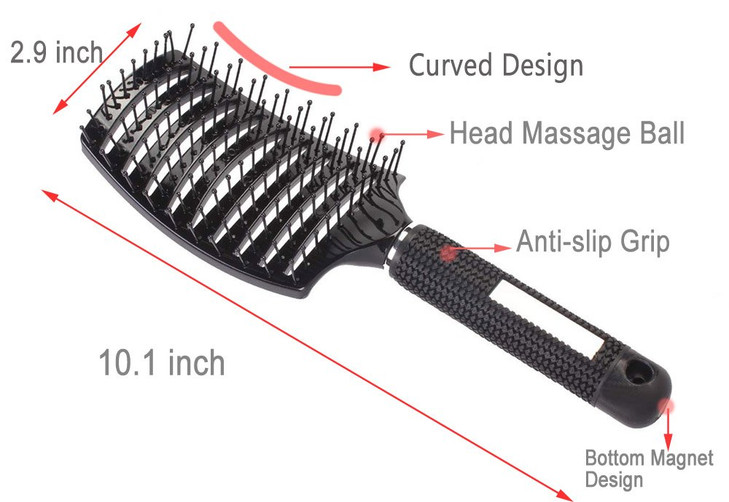 PERFEHAIR Curved Vented Styling Hair Brush Detangling Thick Hair Massage Blow Drying Brush