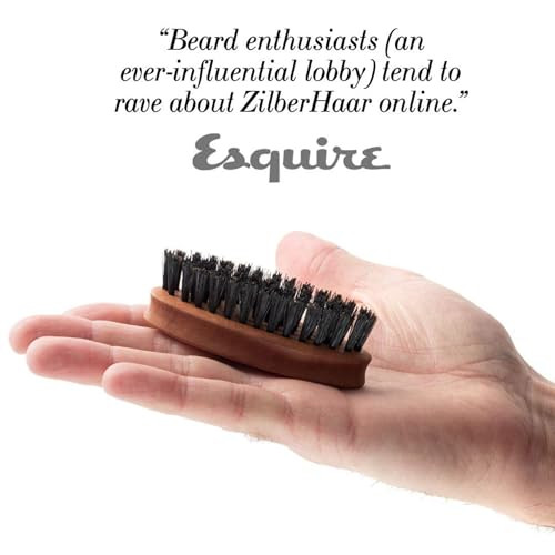 ZilberHaar Pocket Mustache and Beard Brush Stiff Boar Bristles Small Brush Perfect Beard Grooming Tool Relieves beard it