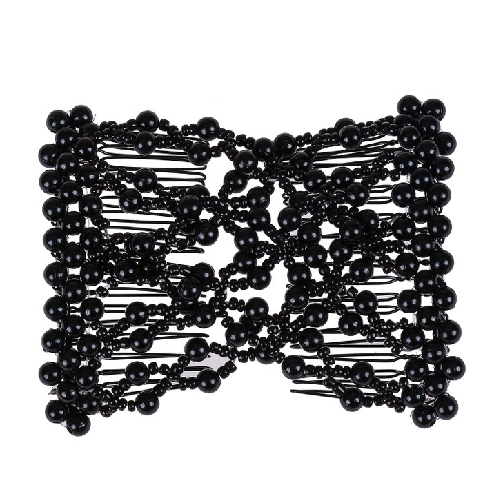 Ruihfas 5Pcs Easy Stretch Beaded Hair Combs Double Magic Slide Metal Comb Clip Hairpins for Women Hair Styling