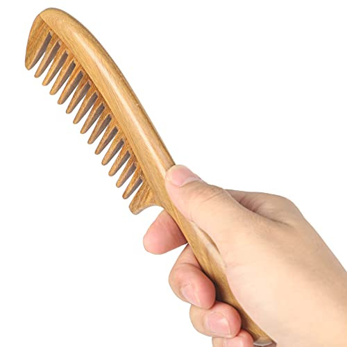 Onedor Handmade 100 Natural Green Sandalwood Hair Combs AntiStatic Sandalwood Scent Natural Hair Detangler Wooden Comb W