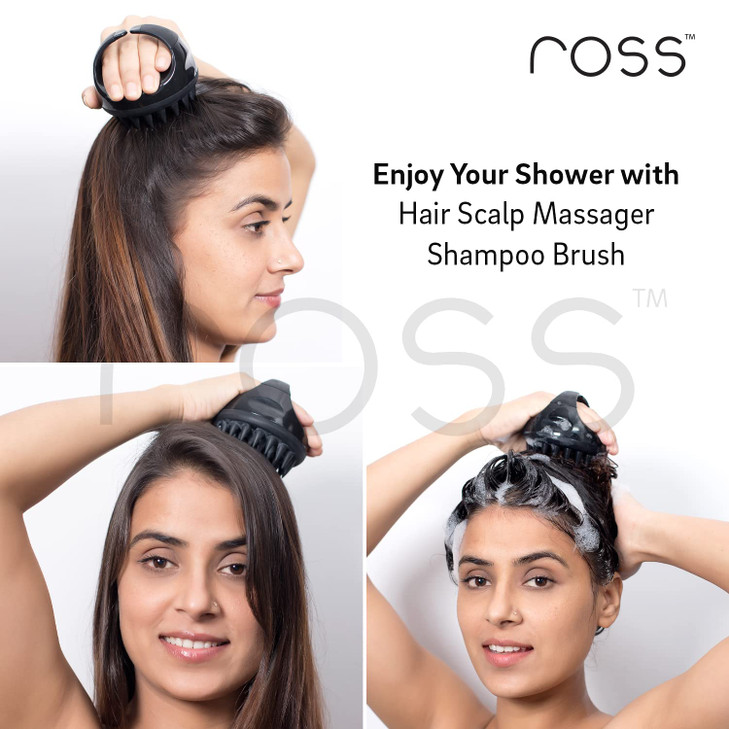 Ross Hair Scalp Massager Shampoo Brush with Soft Silicone Bristles for Anti Dandruff Exfoliating with Scalp Care Manual