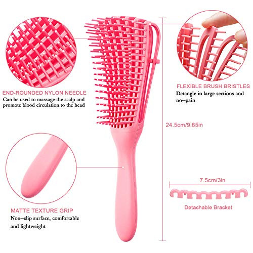 2 Pieces Detangling Brush for Afro AmericaAfrican Hair Textured 3a to 4c Kinky WavyCurlyCoilyWetDryOilThickLong Hair Kno