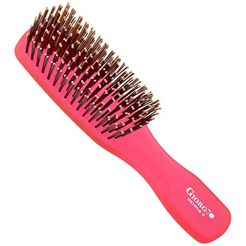 Giorgio GION2R Neon Red 625 inch Gentle Touch Detangler Hair Brush for Men Women Kids Soft Bristles for Sensitive Scalp
