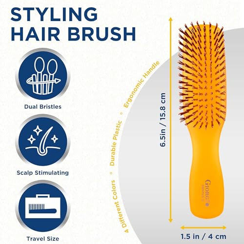 Giorgio GION2O Neon Orange 625 inch Gentle Touch Detangler Hair Brush for Men and Women Soft Bristles for Sensitive Scal
