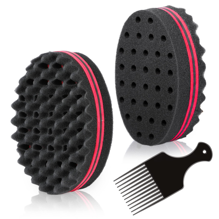 Magic Twist Hair Sponge Barber Hair Brush Sponge Styling Tool For Afro Curl Coils Dreadlocks 2 PACK