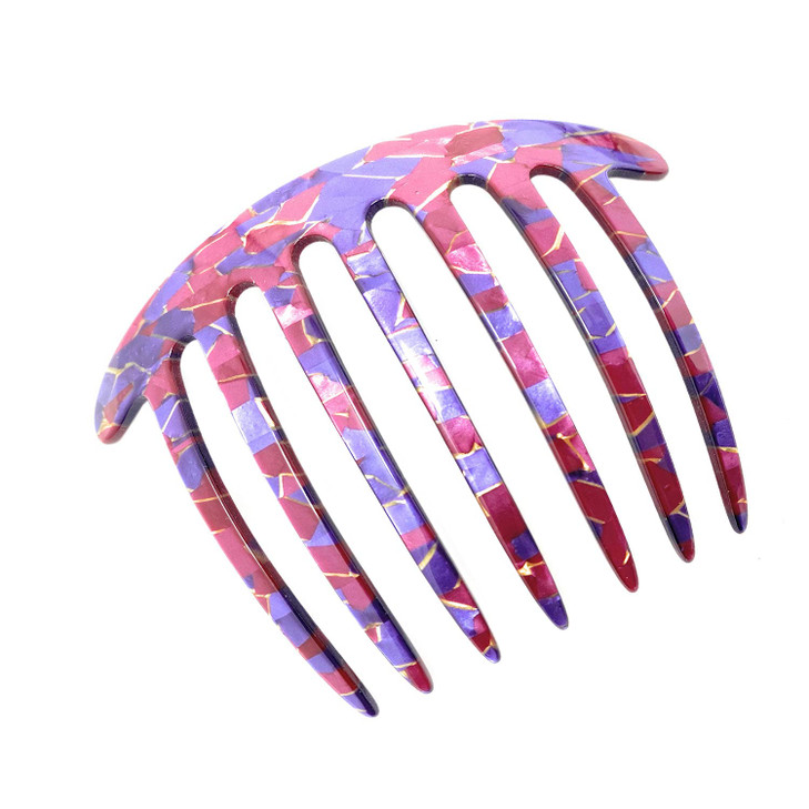 French Amie 7 Teeth Handmade Celluloid Side Hair Comb Flexible Durable Hair Combs Strong Hold Hair Clips for Women No Sl