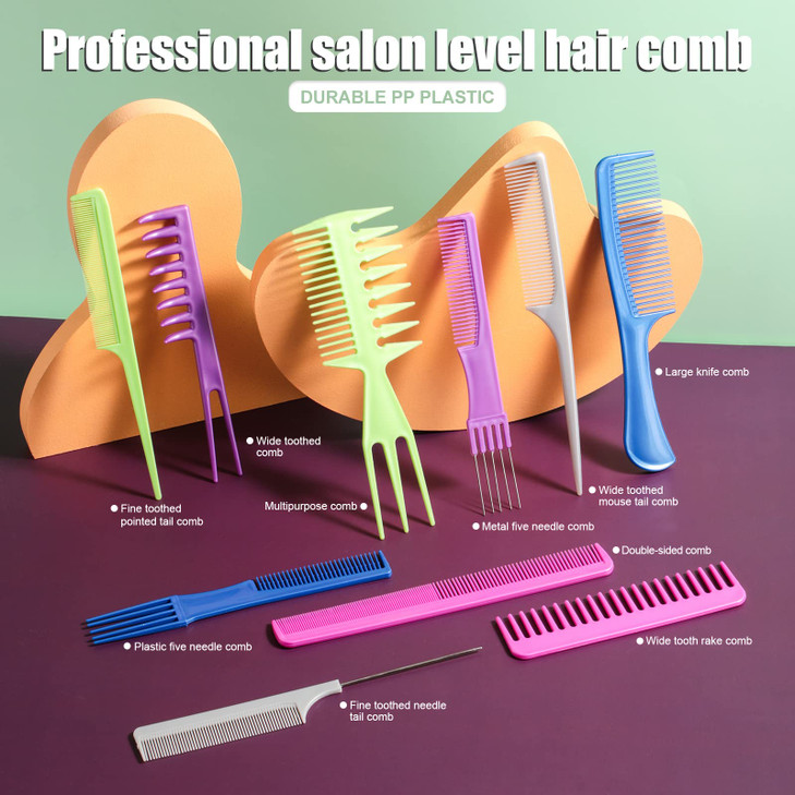 Oneleaf Hair Comb Stylists Professional Styling Comb Set Variety Pack Great for All Hair Types Styles Colorful