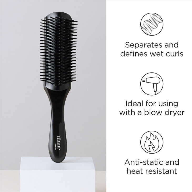 Diane Nylon Pin Styling Hair Brush for Detangling Separating Shaping and Defining Wet Thick or Curly Hair Glides Through