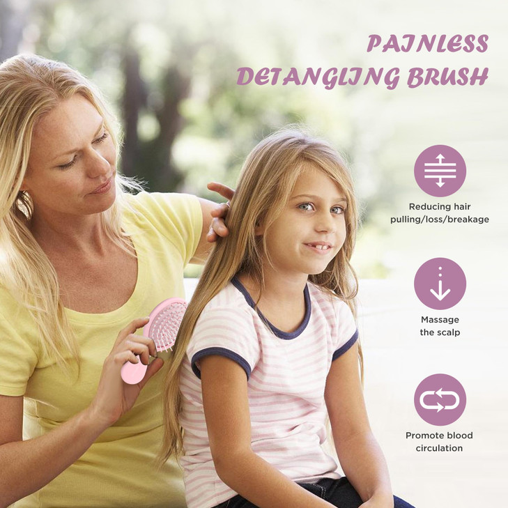 Bituemly Mini Hair Brush Detangling Hairbrush for Dry and Wet Hair Small Size Travel Detangler Brush for Girls Boys Kids