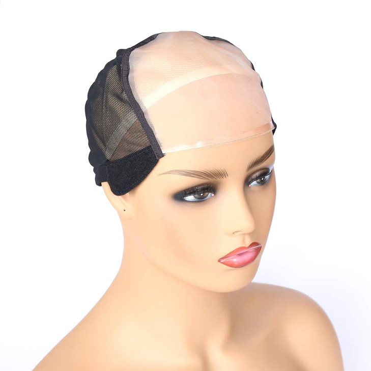 BTWTRY 5x55inch MONO Wig Caps for Making Wigs with Adjustable Strap 1pc Monofilament Wig Cap DIY Wigs Black Dome Weaving