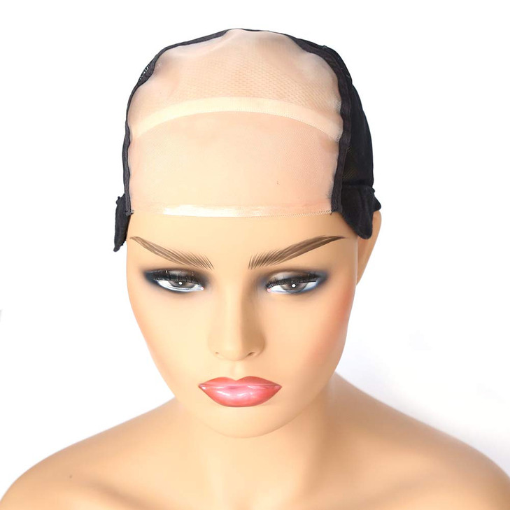 BTWTRY 5x55inch MONO Wig Caps for Making Wigs with Adjustable Strap 1pc Monofilament Wig Cap DIY Wigs Black Dome Weaving