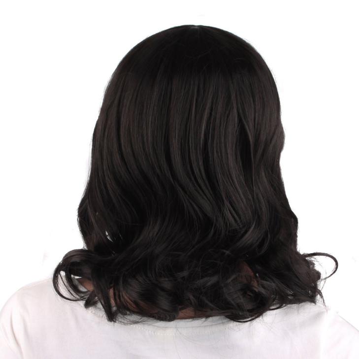 MapofBeauty 16 Inch40 cm Daily Use Side Bangs Medium Curly Wig Black