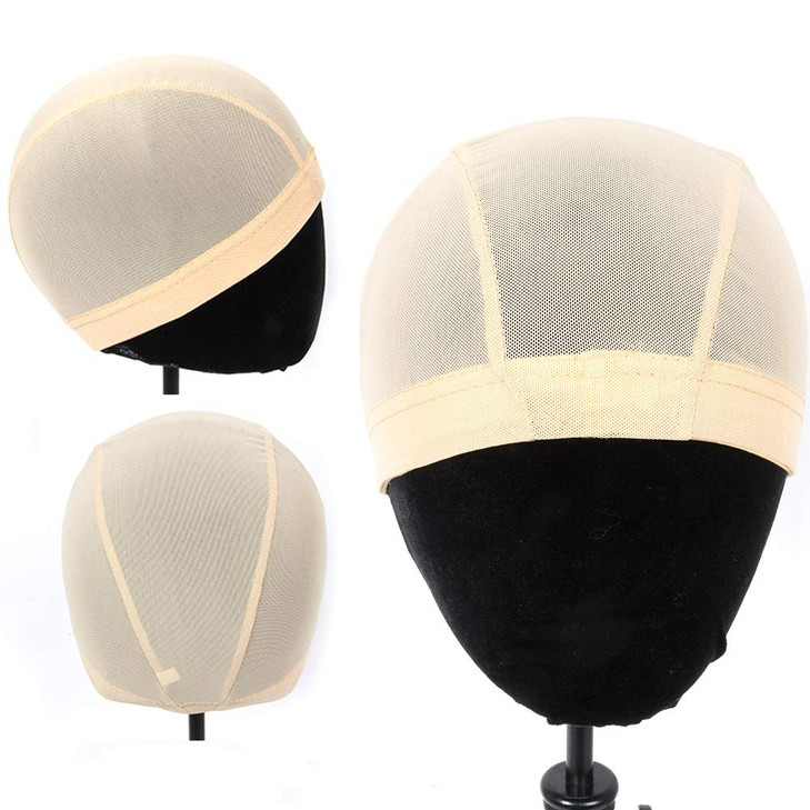 ZQIAN BEAUTY Mesh Dome Caps For Wig 6 Pcs Stretchable Beige Mesh Dome Wig Cap Breathable Spandex Wig Caps For Making Wig