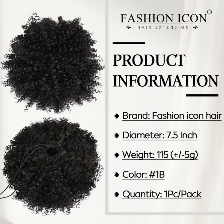 Fashion Icon Synthetic Afro Puff Drawstring Ponytail Hairpieces for Black WomenShort Afro Kinky Curly Hair Extensions Wi