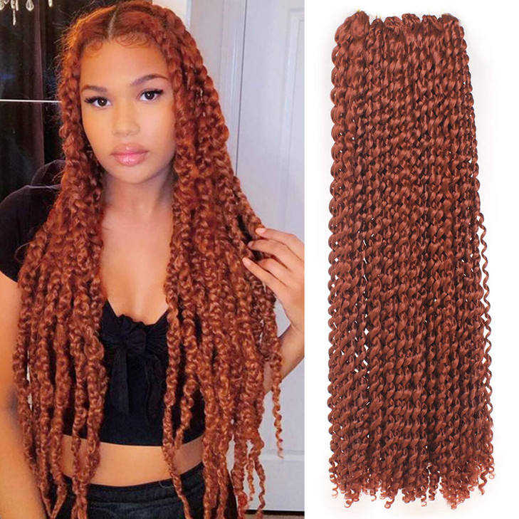 Leeven 2 Packs 24 Inch Copper Red Passion Twist Hair for Butterfly Locs Long Bohemian 350 Water Wave Passion Twists Croc