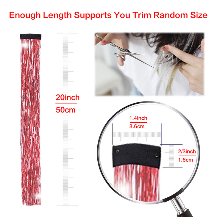 SOYZMYX 12PCS Tinsel Hair Extensions Glitter Hair Extension Clip in Gold Sparkling Fairy Hair Tinsel Kit Shiny Highlight