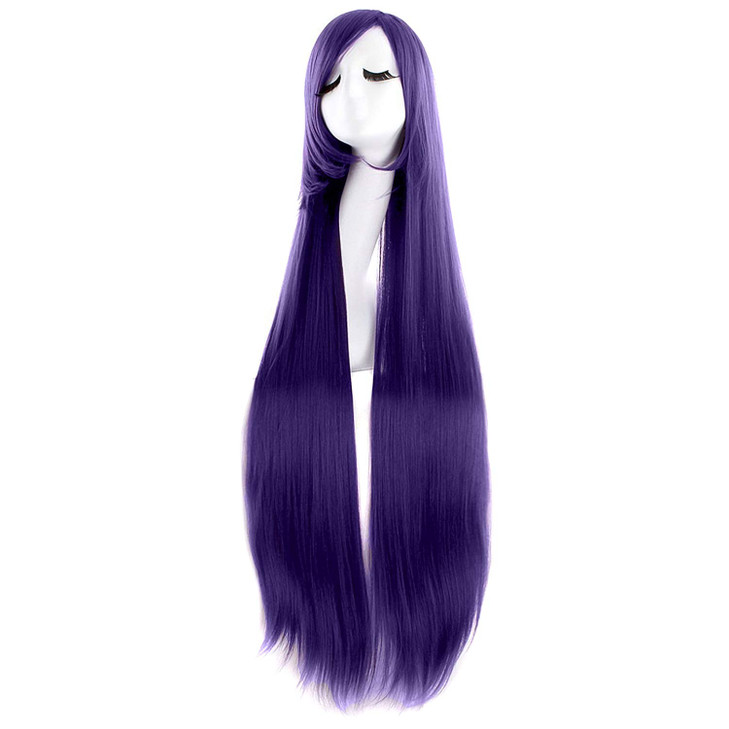 MapofBeauty 40 Inch 100 cm Anime Costume Long Straight Cosplay Wig Party Wig Dark Purple