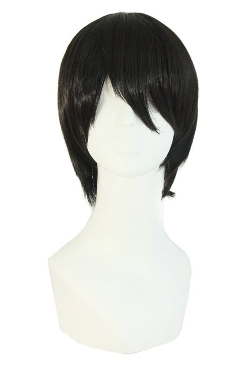 MapofBeauty Fashion Mens Side Bnags Short Straight Synthetic Wig Black