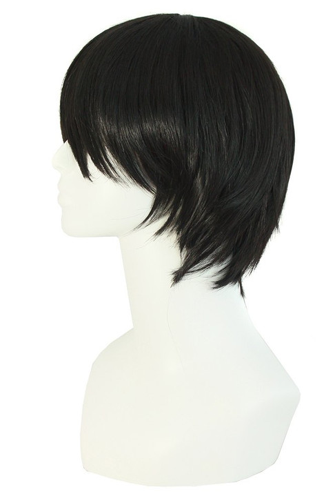 MapofBeauty Fashion Mens Side Bnags Short Straight Synthetic Wig Black